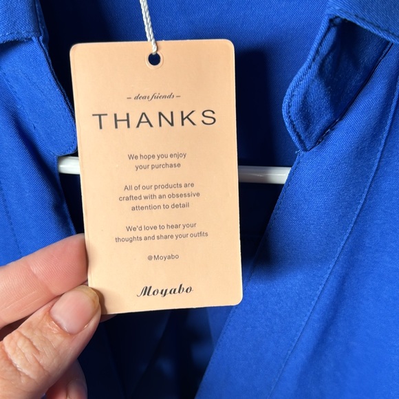 Moyabo Womens Sleeveless V Neck Zip Up Chiffon Blouses  Blue Medium - Picture 8 of 9